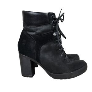 Timberland Camdale Field  Black Suede Leather High Heel Lace Up Ankle Boot 6.5